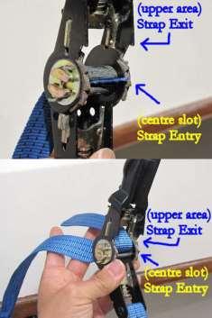 Once centre slot re-oriented, use buckle's release button to restore handle's position to the original angle.