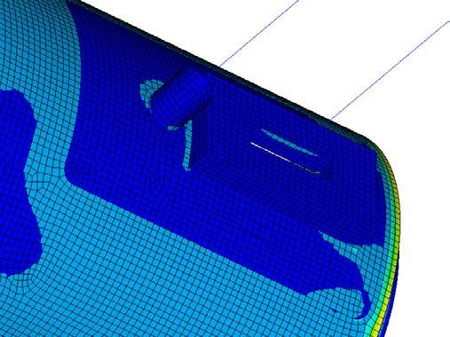 Figure 8 shows a view of the deformed model when the GPD check was carried out. The model deformation was as expected and confirmed the applied boundary conditions and loadings.