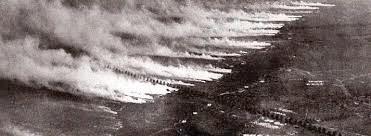 Ypres salient 1915 German troops released Chlorine gas from cylinders in the first major attack dispersion of the gas relied on wind direction and speed Heavier than air, the gas