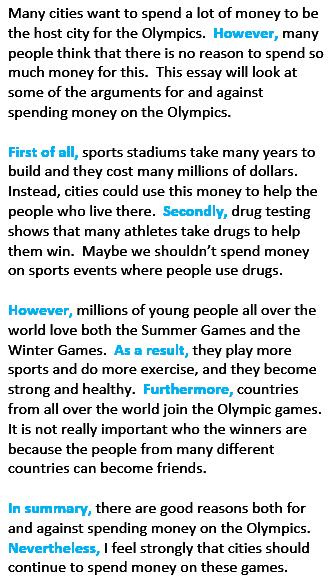 Millions of people love the Olympics (so they do more exercise). 2. People from different countries can become friends. (6) Answers will vary. Grammar-in-Context Connectors 1. B 5. A 9. C 2. D 6.