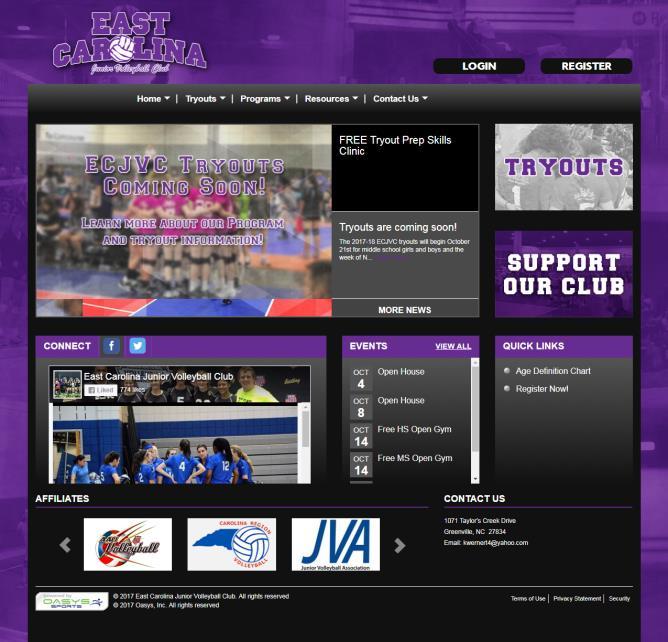 Tryouts Dates Middle School (14 and under) October 21st-25 th High School (15 and over): November 5 th -9 th Registration form and payment online at our NEW WEBSITE! http://eastcarolinajvc.