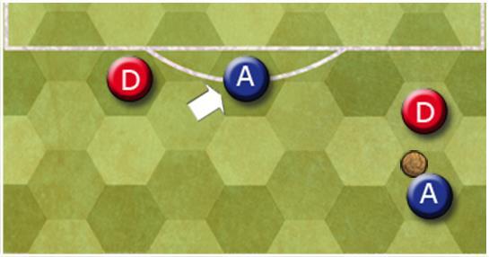 * If there is any other player on his way, blocking his run, the chosen player will move 1 hex to one side and keep on advancing.