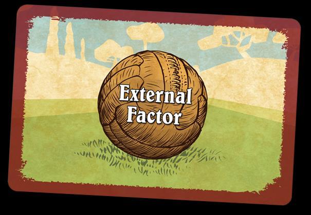 External Factors Some defensive and attacking action cards are marked as External Factor (EF symbol).
