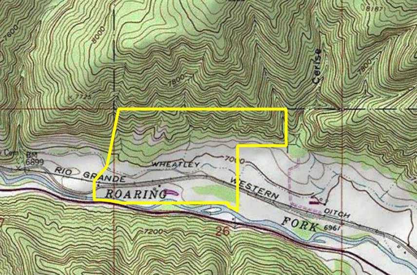 Wheatley Homestead on the Roaring Fork To pographical Map Public land