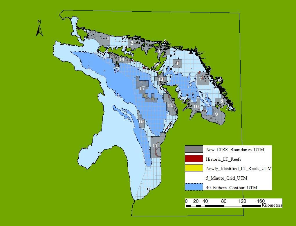 Figure 9. Lake trout rehabilitation zones 1-17 in Ontario waters of Lake Huron.