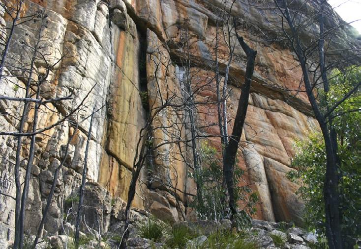 5. Permanently Creased 14m 24 Sustained and technical climbing on Arapiles type rock. Starts 3m left of Iron Lady. Climb the creases past a FH to the DBB. Take small and medium wires and small cams.