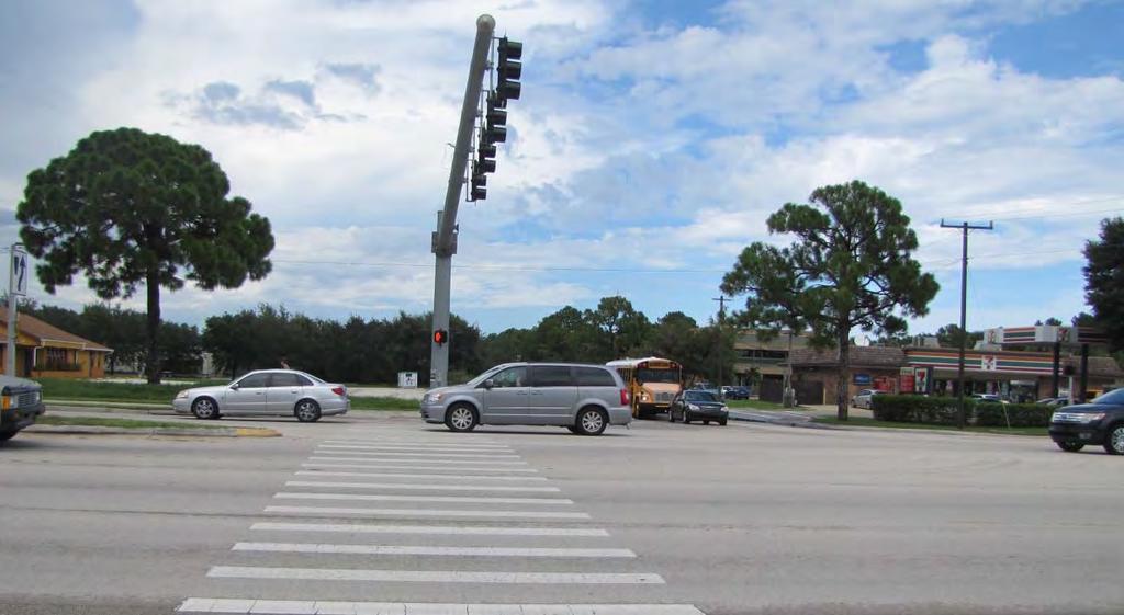 Issue #: Pedestrian Signal Heads Location: Pinewood Drive Intersection Figure 38 Description of Issue: The pedestrian signal heads on the northwest corner of the intersection associated with