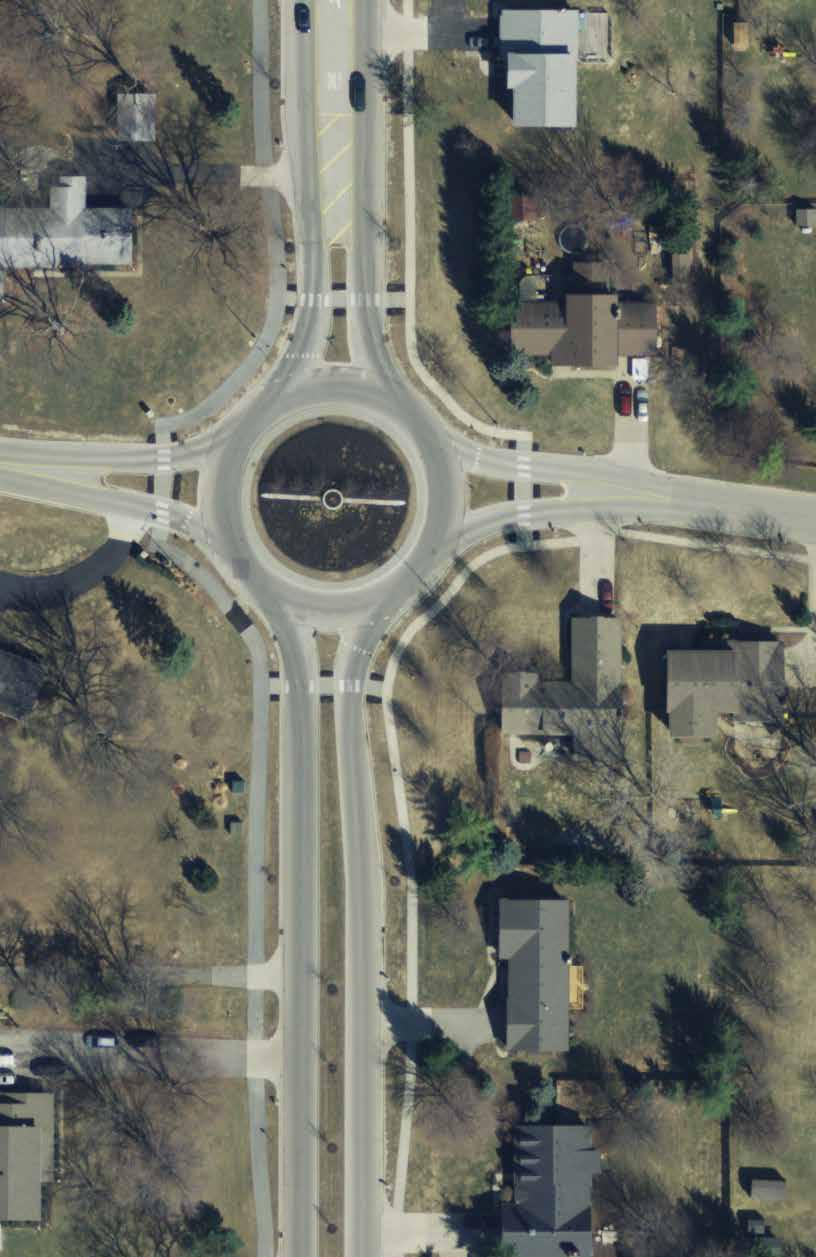 facilitating vehicular traffic flow Minor deflection (smaller roundabout
