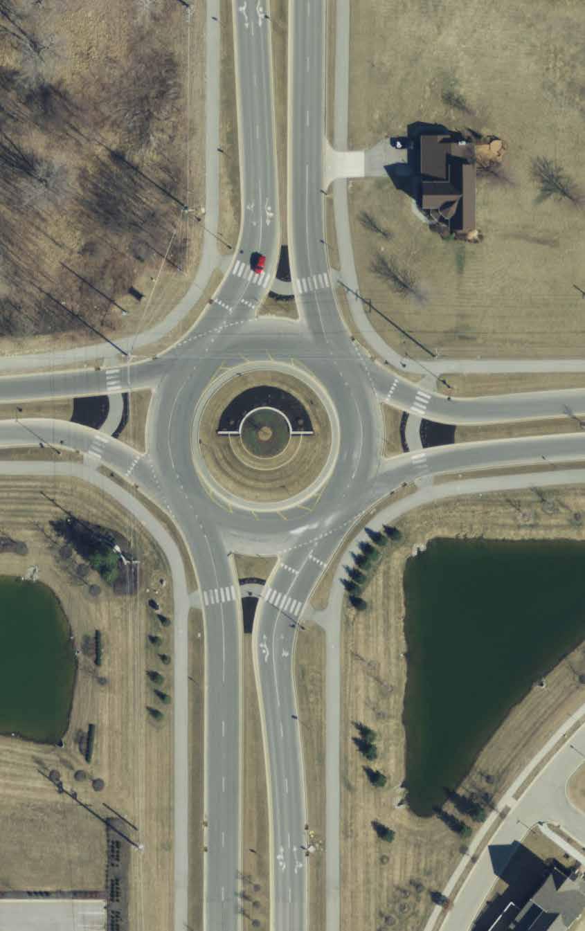 deflection (larger roundabout radius, smaller lower vehicular speeds) Lowest accident severity (i.e.