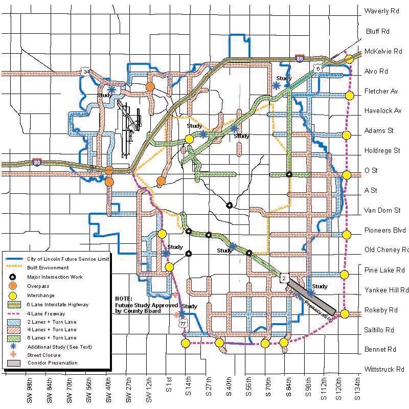 Projects & Studies: Lincoln Area Street & Roadway Improvements 2030 lowing describes the functions of the various street classifications used in the Lincoln-Lancaster County transportation planning