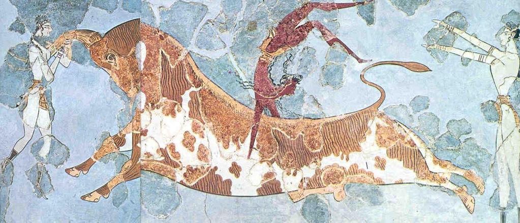 Minoan Period Fresco from Knossos (Harakleion, Archaeological Museum) Bull-Leaping