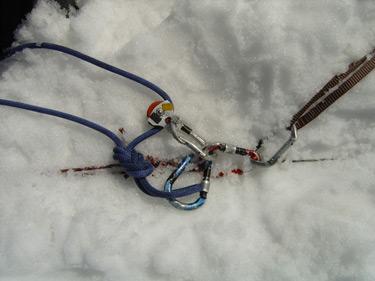 This photo shows a completed Z-Pulley anchor. There will be one more step for the rescuer in this picture.