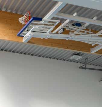 Ceiling-suspended DualTube basketball backstops Approved Level 2 Stability and minimum post vibration are the key characteristics of the DualTube ceiling-mounted basketball backstop.