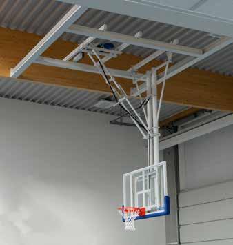Standard equipped with key-operated control box and official 180x105 cm 12 mm glass backboard with a blue, high-density foam padding. The set is completed with a Pro-Strength dunk ring and nylon net.