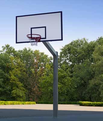 Frames are made of hot-dip galvanized steel, the steel ring is galvanized and coated, fixings are made of stainless steel. See-through acrylic 180x105 cm backboard with fixed ring and net.