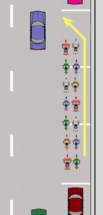 IS IMPORTANT TO LEAVE ROOM ON THE CURB SIDE FOR THOSE ON THE INSIDE COLUMN TO EXIT WHEN THEY BREAK FOR HOME (YELLOW ARROW) FIRST ROW LEADER AND DASH 2 SHOULD OCCUPY A THIRD TO