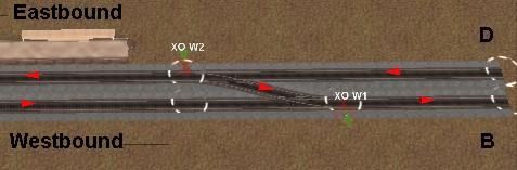 Here s the other side of the drawing: Again, track marks show the track alignment, and notice how the W2/W1 crossover track is also laid left to right, since westbound trains leaving the station will