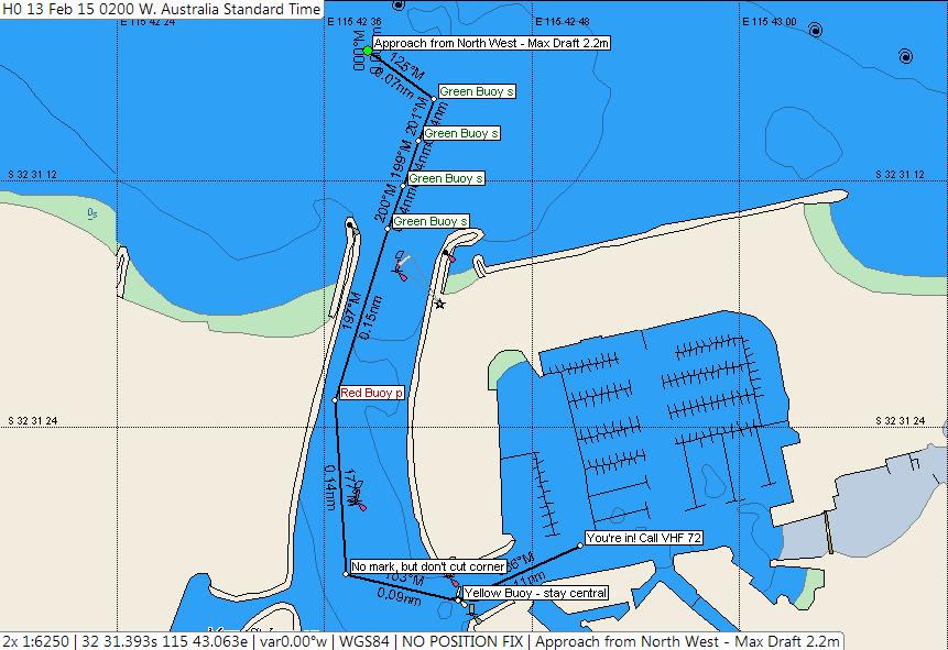 RECOMMENDED TRACK FOR ENTRY INTO MANDURAH ESTUARY & MARINA (All positions are approximate. Please navigate with caution.