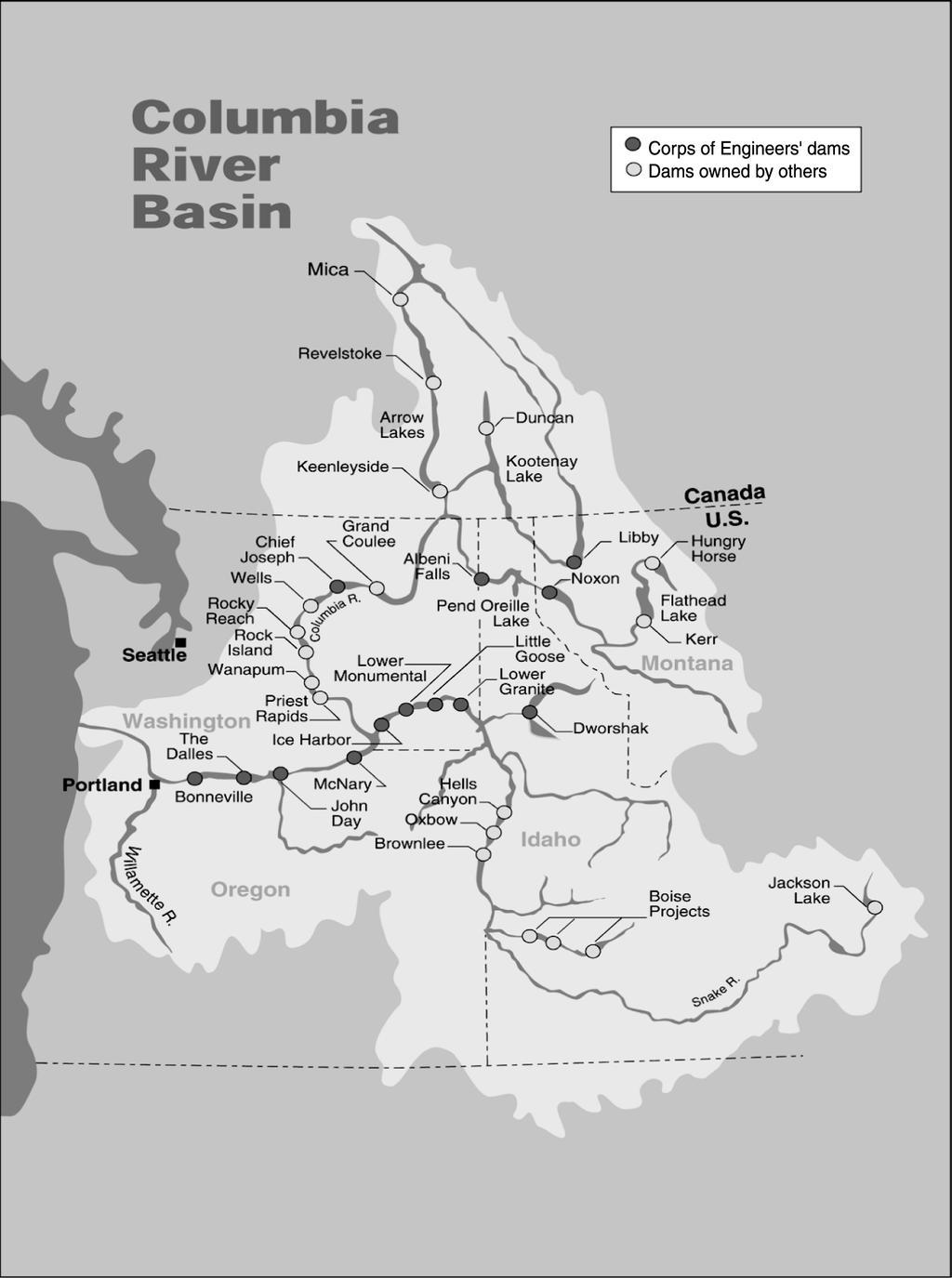 Figure 1: Map of the Columbia River Basin