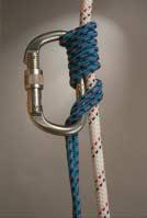 9.3 BACHMANN KNOT Figure 55 Bachman knot tied with 6 mm accessory cord This knot is different from the others in that it is tied around the back bar of a karabiner as well as the rope.