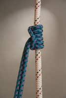 9.7 PRUSIK KNOT Figure 59 Prusik knot tied with 6 mm accessory cord The prusik knot is the original, and best known, 'ascender' knot. It is based on a Lark's foot but with extra turns.