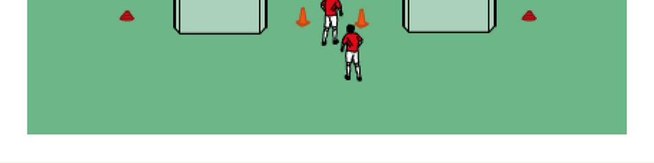 The exercise starts with an attacking players passing into the striker who then passes the ball back at this moment the exercise goes live creating a 2v2 with the 2 attackers looking to score on the