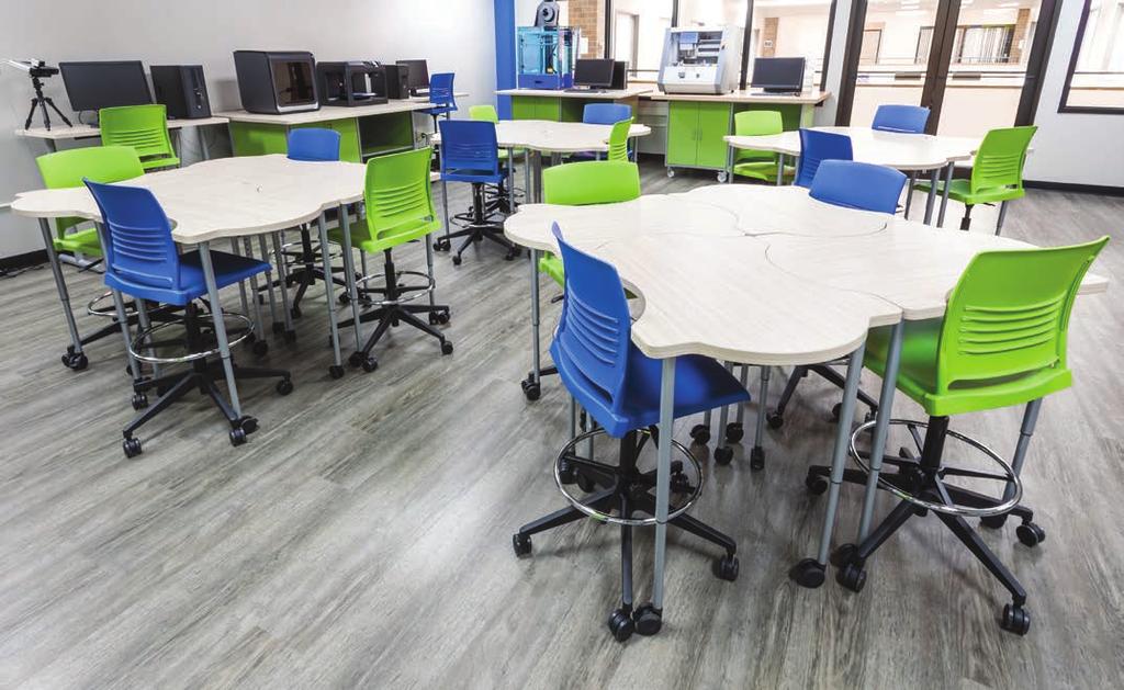 allowing participants to easily change from standing, café, or seated height at different