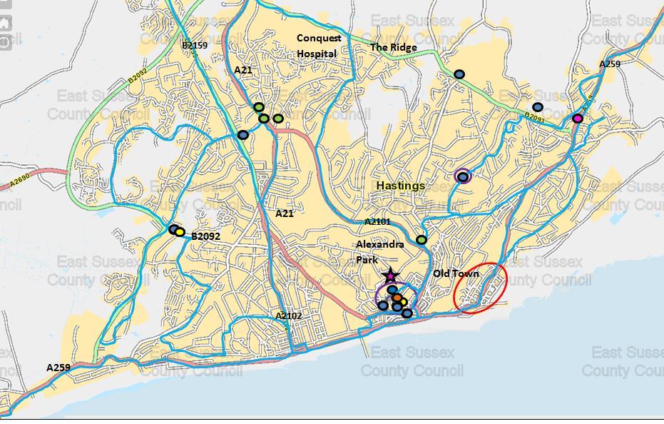Indicative Map of Measures proposed for Hastings as part of the Bexhill and
