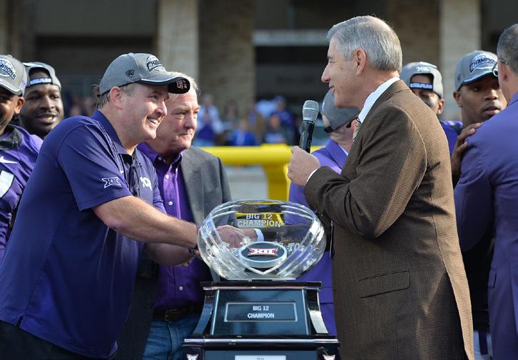 FROG TIDBITS STREAKING 4A 55-52 victory at Texas Tech in 2015 was TCU s 12th consecutive win, enabling Gary Patterson to break a tie with Bobby Bowden for most winning streaks of at least 12 games