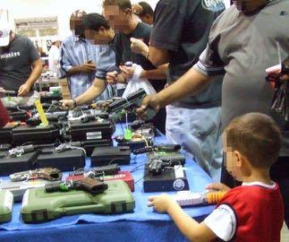 discussing and handling guns with adults (8-10) or by