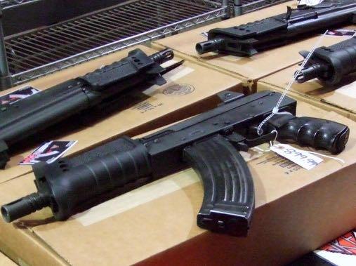 ); AK pistols (3); MAC pistols (4); a different type of AK pistol, selling for