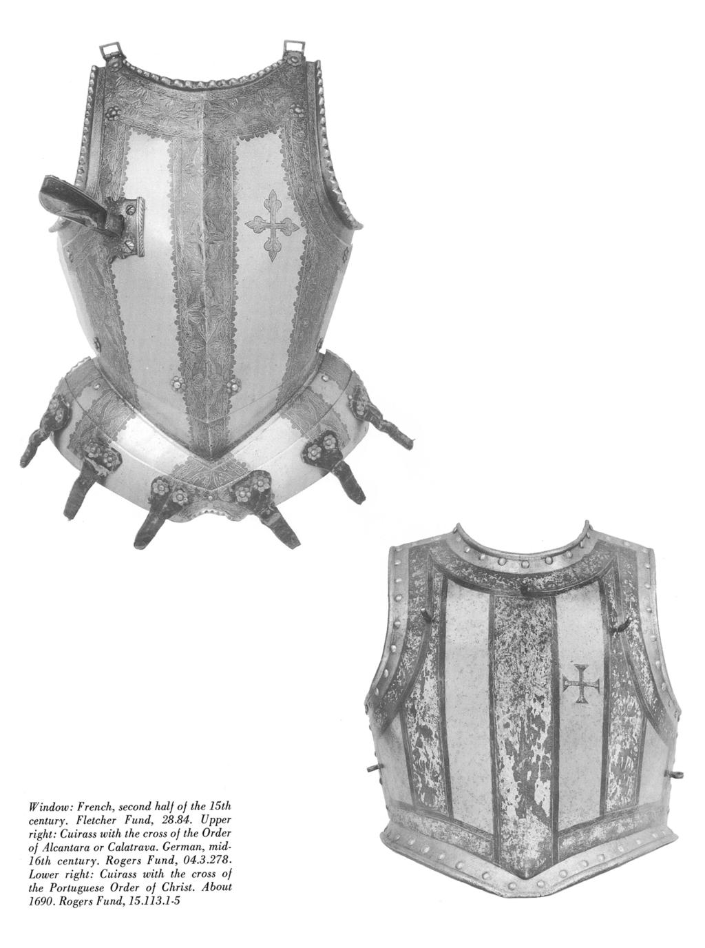 Window: French, second half of the 15th century Fletcher Fund, 2884 Upper right: Cuirass with the cross of the Order of Alcantara or Calatrava