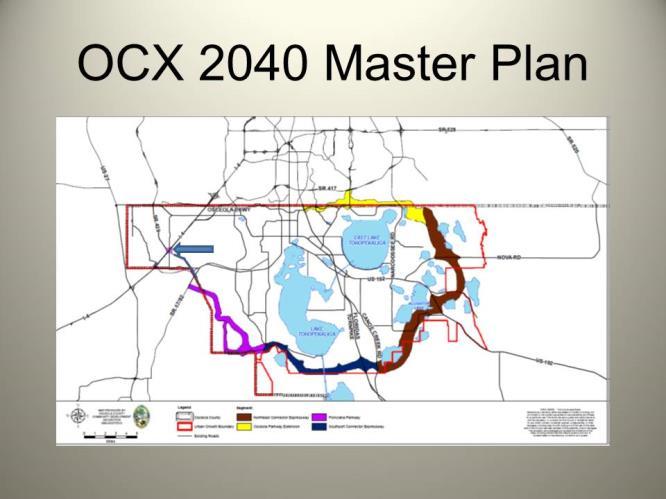 In describing their mission he first described the map below: For many years the Orlando Expressway Authority which has now become the Central Florida Expressway Authority had a mission and a plan to