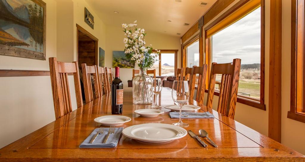 A wonderful glass dining deck overlooks the ranch and distant mountains and is a popular place to view wildlife in the evenings.