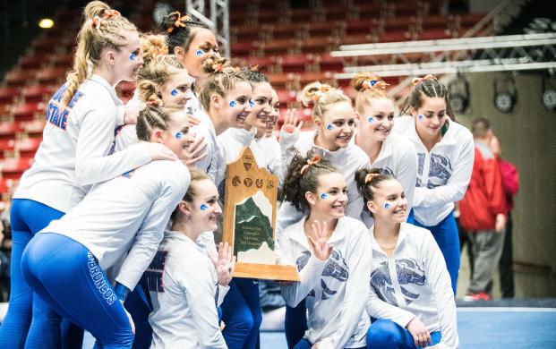 The 2018 Mountain Rim Gymnastics Conference Champions The Broncos won their