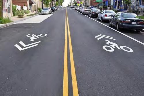 Sharrows/Signage Sharrow helps bicyclist to position in