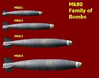 Dropped Ordnance Three types for Dropped Ordnance Bombs Dispensers containing Sub munitions Sub munitions BOMBS 37 inches Key ID