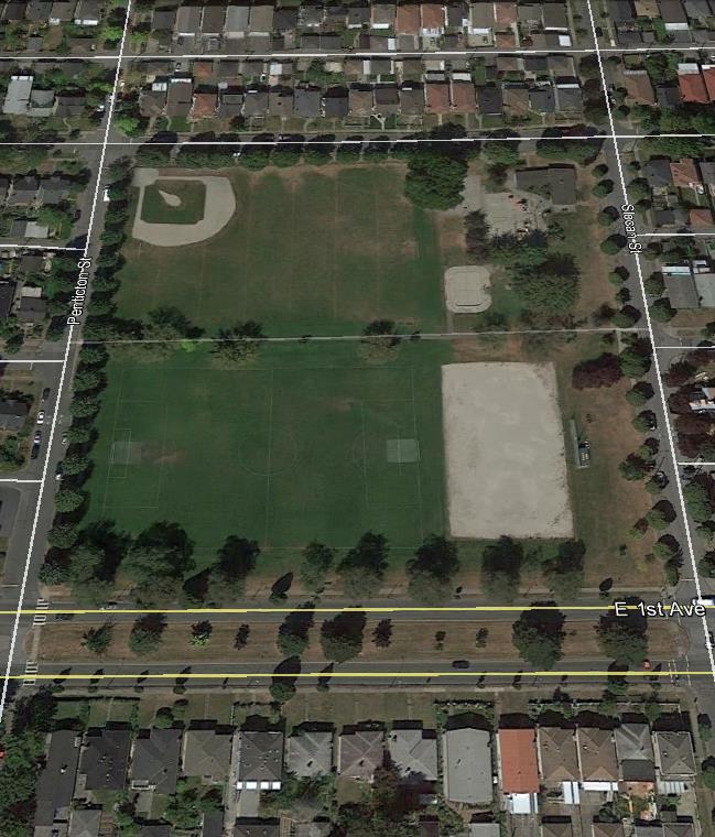 Background Clinton Park + Existing grass field needs upgrade due to discontinuous surface + Existing lights & washrooms + Adjacent to major