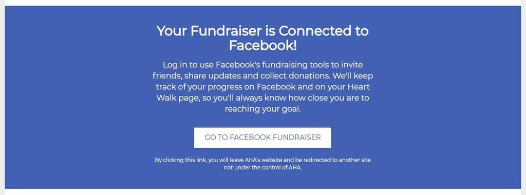 Connect fundraiser to Facebook Don t worry if