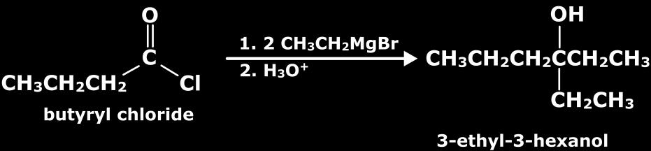 In theory, we should be able to stop this reaction at the ketone stage because a ketone is less reactive than an acyl halide.
