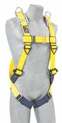 Vest-Style Harness Back and front D-rings, quick-connect buckles.