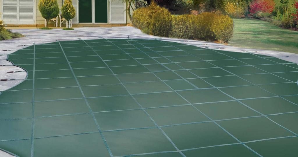 DRAINS FAST WITH OPTIONAL MESH DRAINAGE PANELS Cover without panels blocks 100% of sunlight and comes with automatic pump, which must be used at all times to meet ASTM safety cover standards.