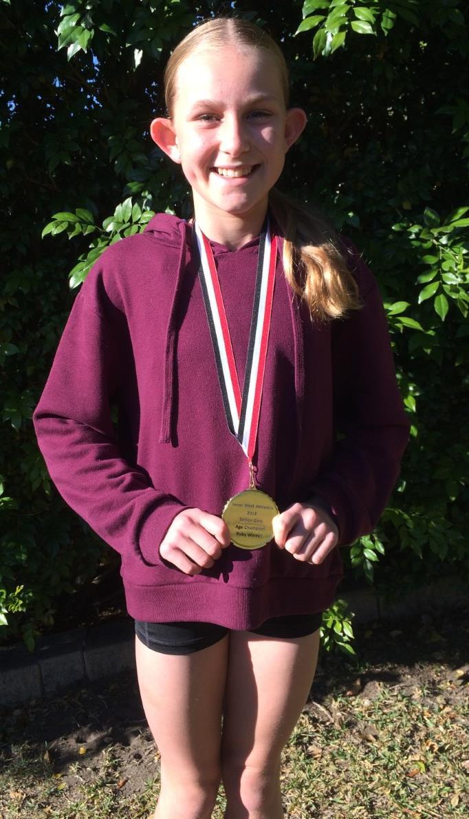 Record Breaker Ruby Worrell Ruby Worrell from our U13 Girls was named Senior Girl Age Champion at the Primary Schools Inner West Catholic Carnival held at Homebush recently which would be a terrific
