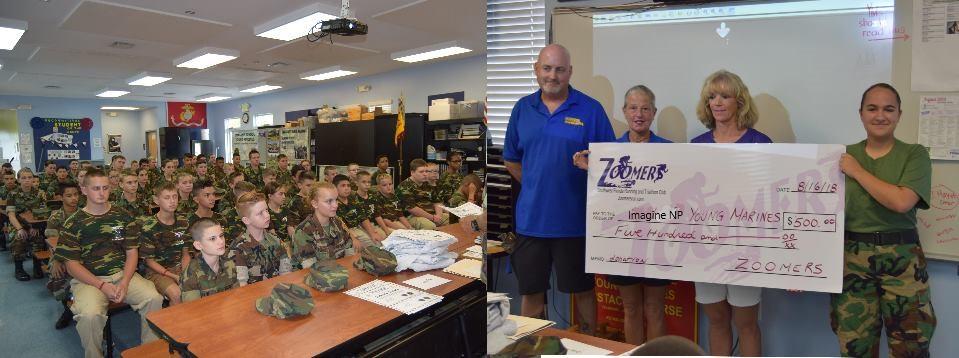 00 donation to Imagine School North Port Young Marines for their outstanding support of the 2018 Zoomers