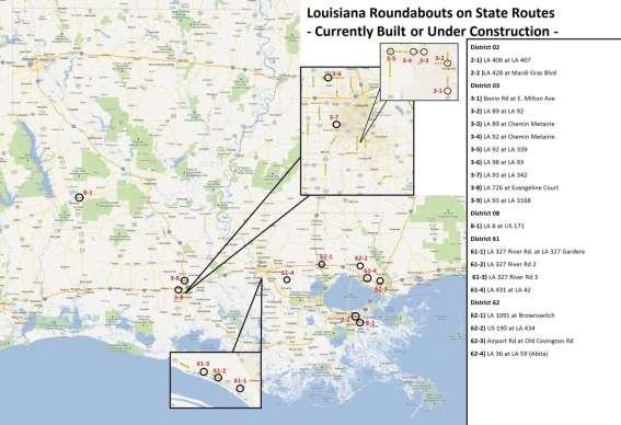 Roundabout In Louisiana Louisiana has 18