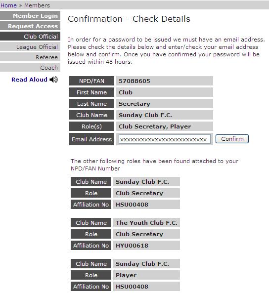Members Services cont d Step 7: You will be shown the details that the County FA holds on your record.