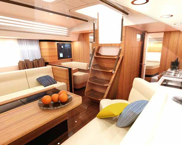 The headroom is an impressive 2,00 meters. The Najad signum of a large seagoing galley is of course retained in the Najad 395 range.