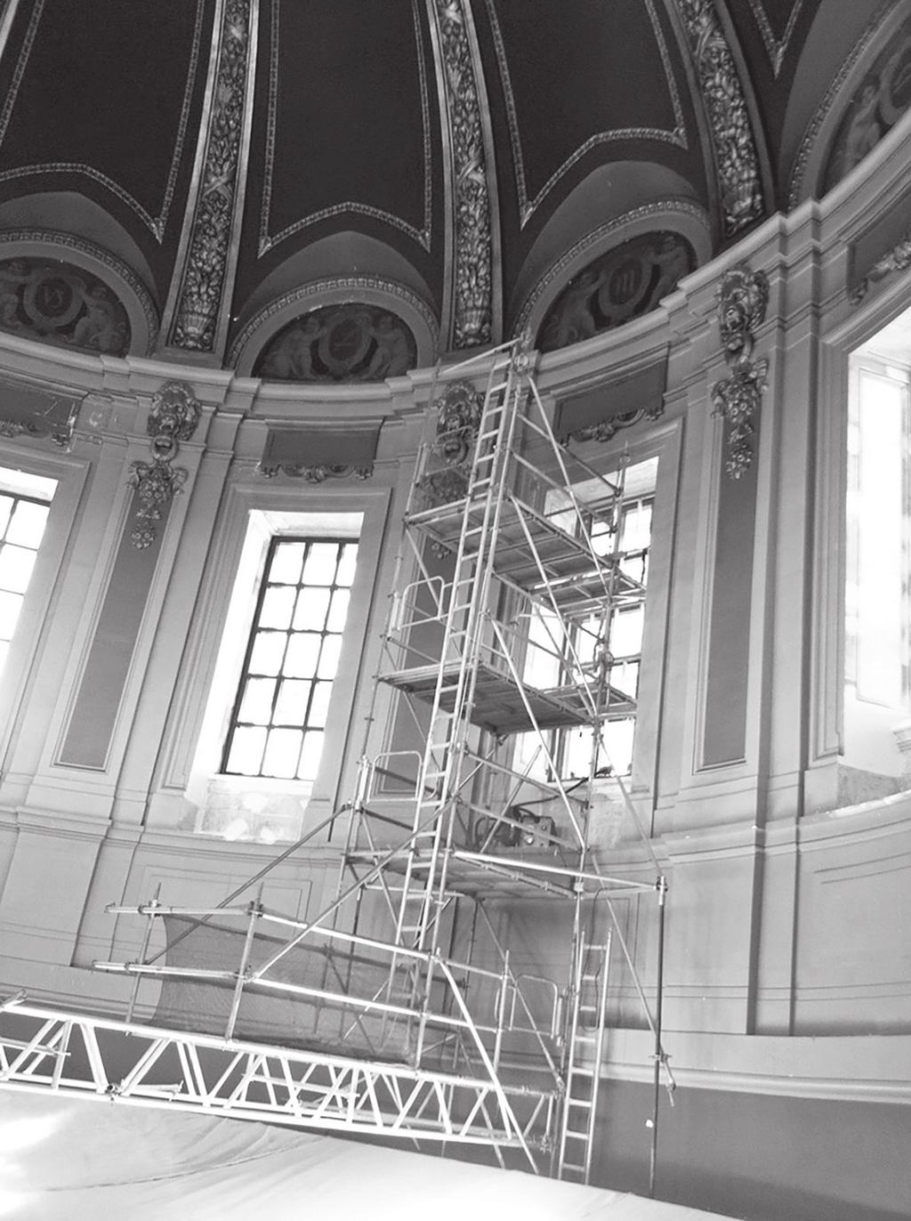 Figure 11 Testing of 12 new custom-built window units that were about 12 feet tall by 6 feet wide installed around the top of the rotunda.