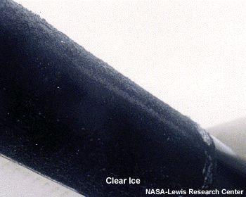 Figure 2.13: Glaze ice forming on a wind turbine blade Rime ice forms when small super-cooled water droplets impact the body and freeze on contact.