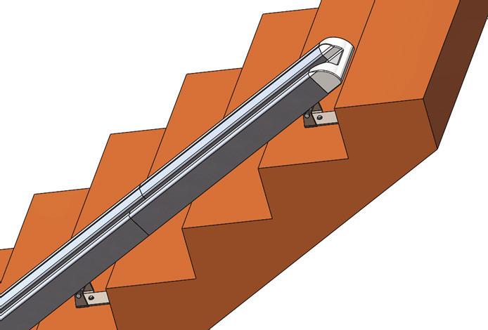 Loosely install ¼ hex head bolts and washers into stair tread brackets. Verify fi t of ramp on stairs.